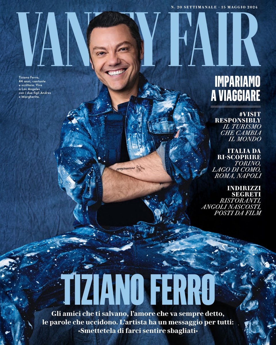 Tiziano Ferro è il protagonista della copertina del nuovo numero di Vanity Fair dedicato al viaggiare responsabilmente e alle eccellenze del nostro Paese, che l’artista stesso rappresenta. L'intervista qui: trib.al/JkDcTyn