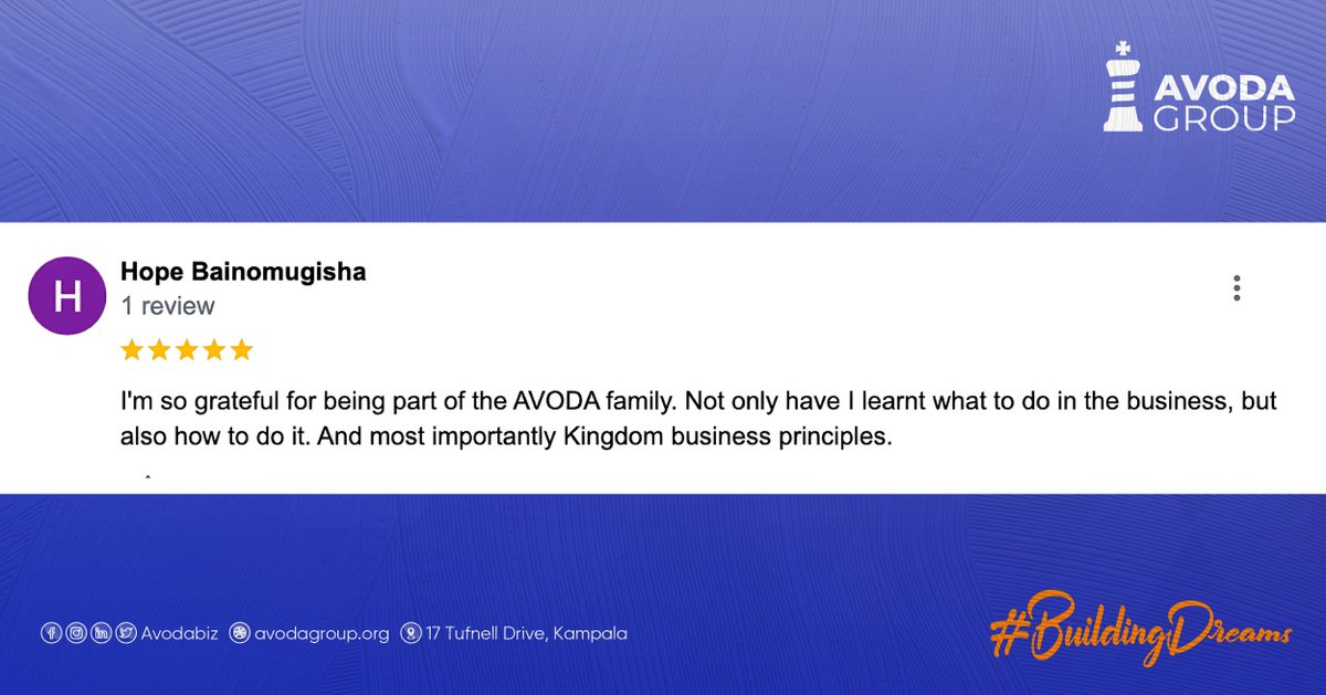We are so happy to hear that you gained both practical business knowledge and a deeper understanding of Kingdom principles Hope. Equipping entrepreneurs to succeed in business while honoring God is at the core of our mission.

#BuildingDreams #AVODAGroup #FiatLux