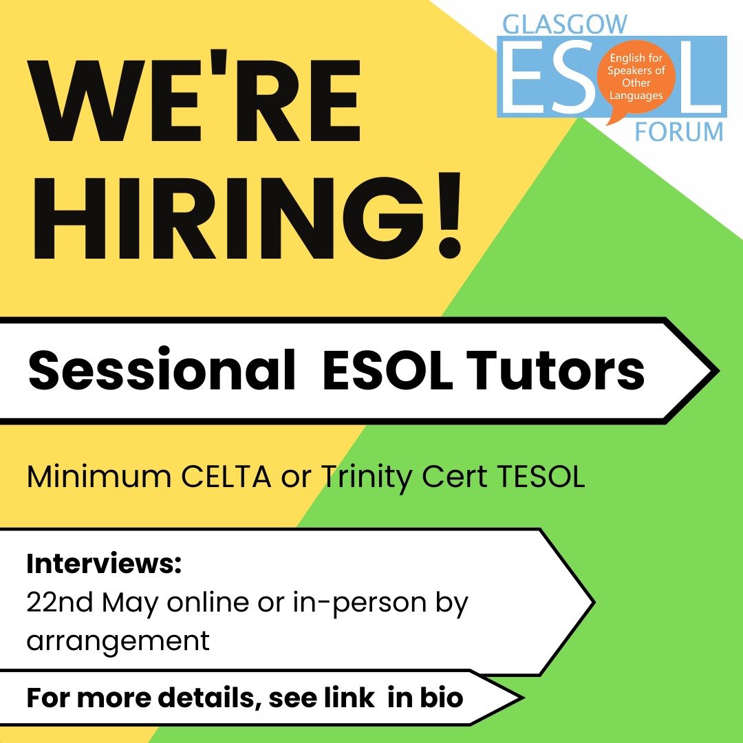 Still time to apply to join our team as a sessional tutor.  Pls RT #ESOLScotland #BecauseofCLD goodmoves.org/vacancy/a4sP10…