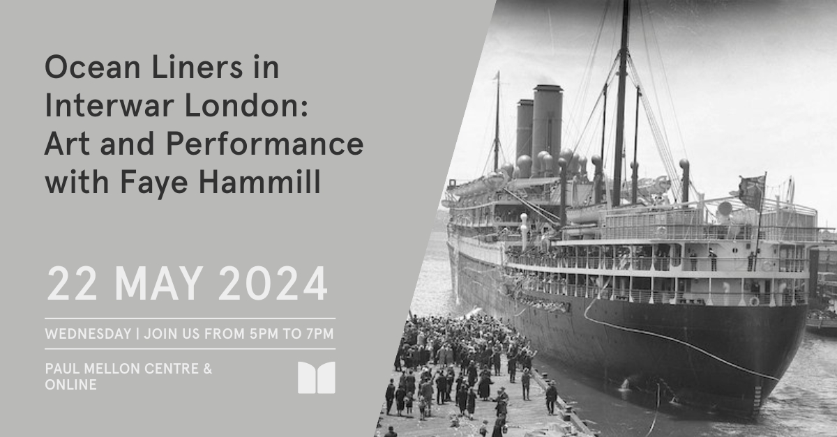 Join us for a research seminar with Faye Hammill from the University of Glasgow and Bruce Peter from the Glasgow School of Art. Wednesday 22 May 2024 from 5pm Ocean Liners in Interwar London: Art and Performance with Faye Hammill Book a free ticket: paul-mellon-centre.ac.uk/whats-on/forth…