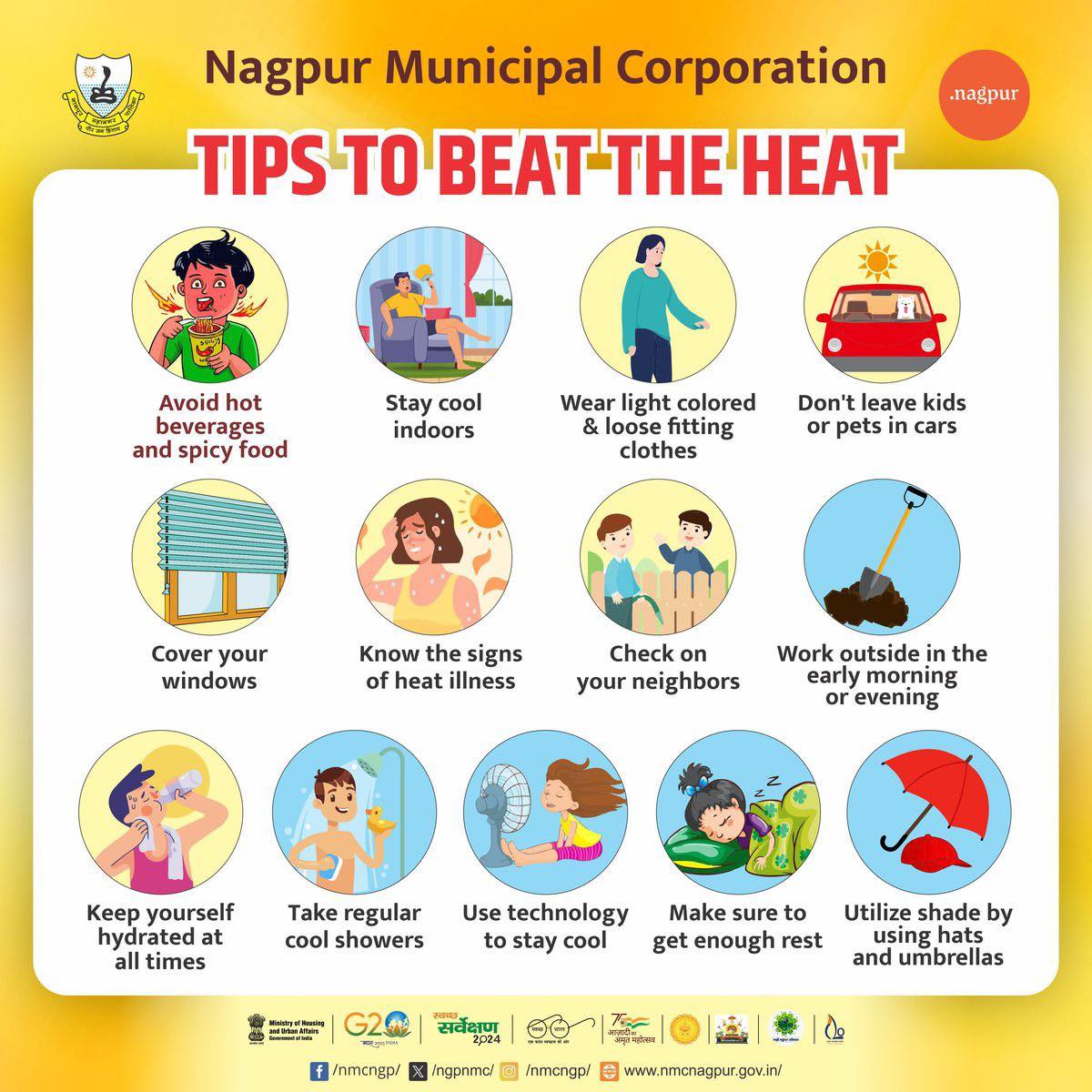 Tips To #Beat The #Heat . . . #nmc #nagpur #summer #summer2024 #heatwave #stayhome #stayhomestaysafe
