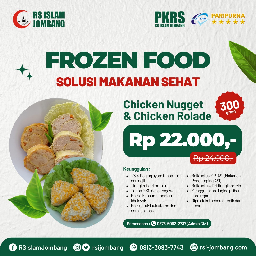 🧆Frozen Food Sehat🩺

Assalamu'alaikum Sobat..!!

RSI Jombang sedang berjualan frozen food sehat nih!🙌

Frozen food RSi Jombang dijamin enak dan menyehatkan serta dengan harga yang terjangkau lhoo👍

Yuk, pesan sekarang frozen foodnya!🤳🏻

#frozenfood #makanansehat #makananbeku