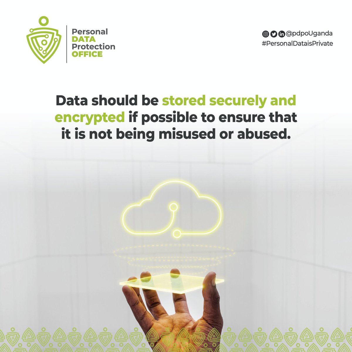 Storing data securely is crucial for protecting privacy. Encrypting data adds an extra layer of protection against misuse. Let's prioritize data security to safeguard our personal information. #PersonalDataisPrivate #DataPrivacyUG