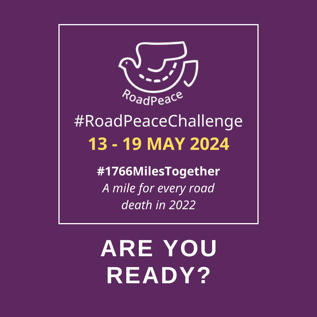 The #RoadPeaceChallenge2024 is just days away! Join us today (8.5.24) at 11am for our webinar: 'Get Ready for the RoadPeace Challenge 2024' 🚲🚶 Register here: bit.ly/44BDAey #1766MilesTogether