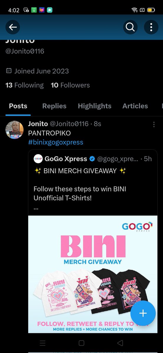 Jonito0116's tweet photo. @gogo_xpress PANTROPIKO
#binixgogoxpress https://t.co/ea1fcG72og