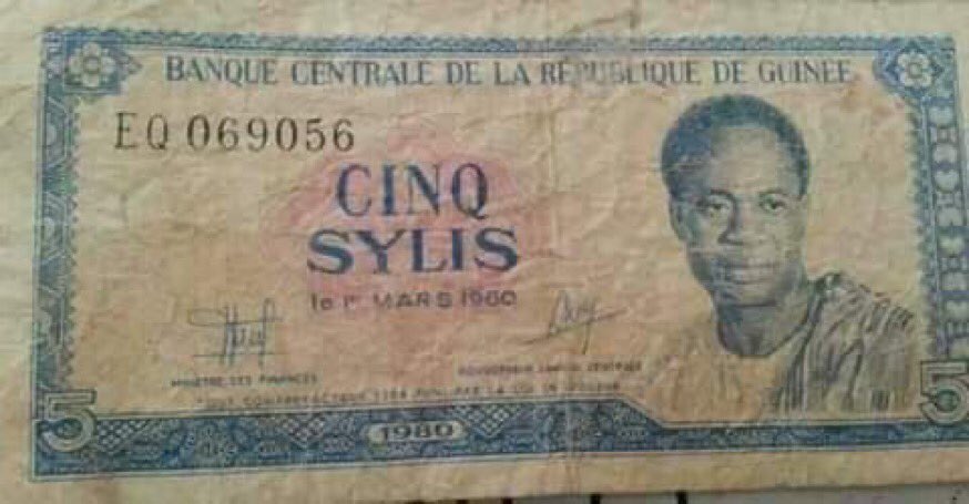 Dr. Kwame Nkrumah appeared on a currency note in Guinea. As Ghana's President, he sent £10 million to Guinea when France was destroying their economy for voting for independence in 1958. He was made the Co-President of Guinea, after he was overthrown in 1966.