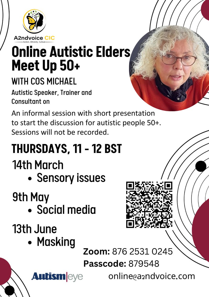 Our @A2ndVoice older #autistic people's Coffee Morning chat is tomorrow is from 11am - 12. The theme's Social Media - is it useful & issues that bother us. It's free. For stress free joining, register in advance here: us06web.zoom.us/meeting/regist…. #AutisticElders #ActuallyAutistic