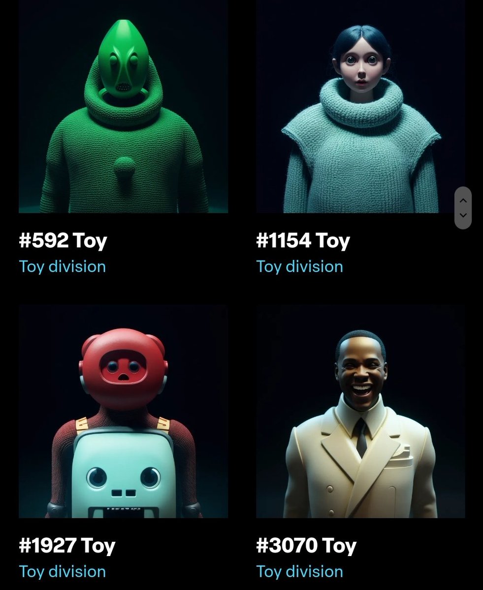 MoonEyeNFTs's tweet photo. 🔥🤖TOY DIVISION🤖🔥
657/4200 ALREADY MINTED
⭐️MINT AT 0.05 MATIC NOW⭐️
Mint here:
https://t.co/D5SyNsSGhF
#nft #nftscollection #nftart #nftlaunch #freemint #nftdrop https://t.co/s7YNvHbwiB