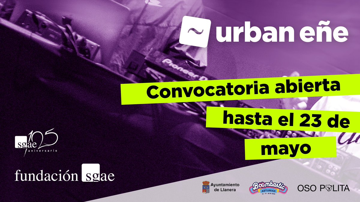 📢¡Inscríbete en la primera edición de 🎶#UrbanEñe! Muestra de @fundacionsgae, en colaboración con el @boombastic_fest, el Ayuntamiento de #Llanera (#Asturias) y el sello @OsoPolitaDiscos, que tiene como objetivo la internacionalización de la #músicaurbana creada por autores/as…