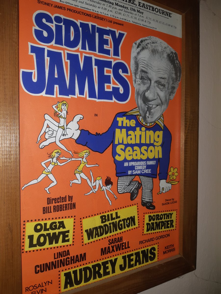 The late great Sid James was born 111 years ago today! The poster was never used as Sid died before the tour got to Eastbourne. (I have a spare one of these rare posters SOMEWHERE!)