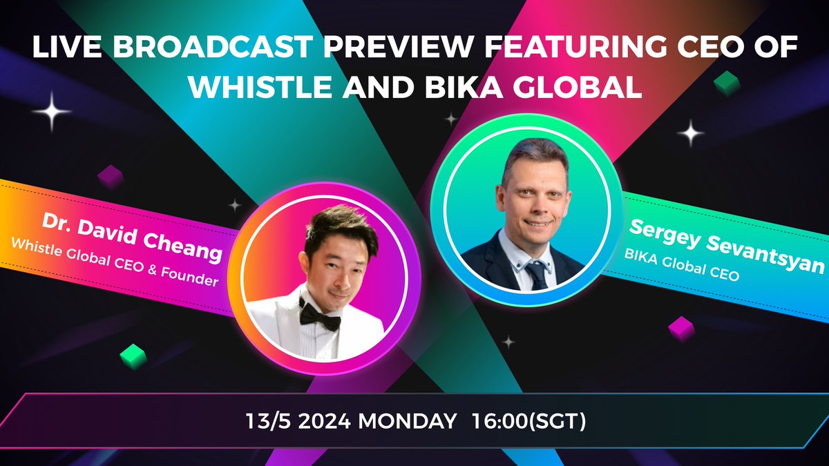 📢Whistle is teaming up with Bika Exchange once again for a live session!🌐 Tune in as Whistle CEO @DrDavidCheang and @BIKAGlobal_ CEO explore new horizons and deepen our partnership for mutual success. See you there! 🎙️ ⏰May 13th, 2024 4 PM(SGT) 📺Whistle Live Room…