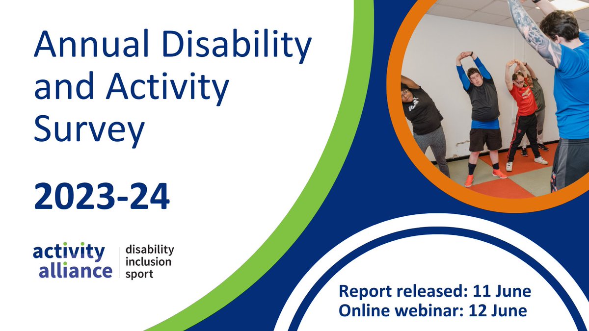 Our Annual Disability and Activity Survey report is back for a fifth year and will be released on 11 June. We will also be hosting an online webinar that will delve into the details on 12 June. Sign up now to book your place: activityalliance.org.uk/news/8984-save…