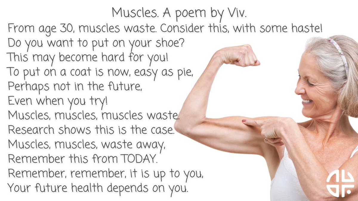 A research participant of mine, Viv, wrote this #poem for me after learning the importance of #muscle as one ages 💪🏻💪🏻💪🏻 Shared with permission #ResearchImpact 🥹😍🥰