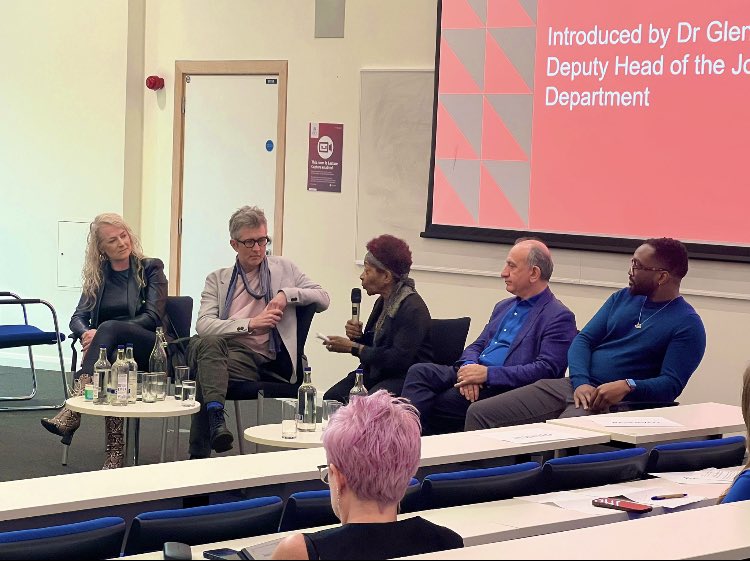 SamMcAlister1's tweet photo. A great evening discussing all things storytelling and AI at @CityUniSCC for the launch of the School of Communication &amp; Creativity. Was taught law @CityUniLondon an age ago and lovely to return 🙏🏻

@GarethMalone @Bonn1eGreer @Aiannucci and Prentice Whitlow ❤️ https://t.co/6NYtMz8XkJ