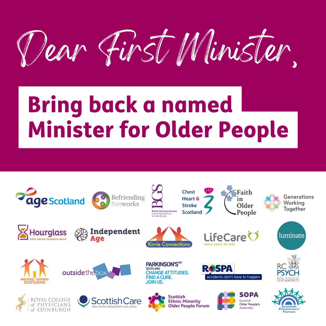 Scotland has a new First Minister, we are joining with our sector partners to ask that @JohnSwinney brings back a named Minister for Older People when he forms his government.