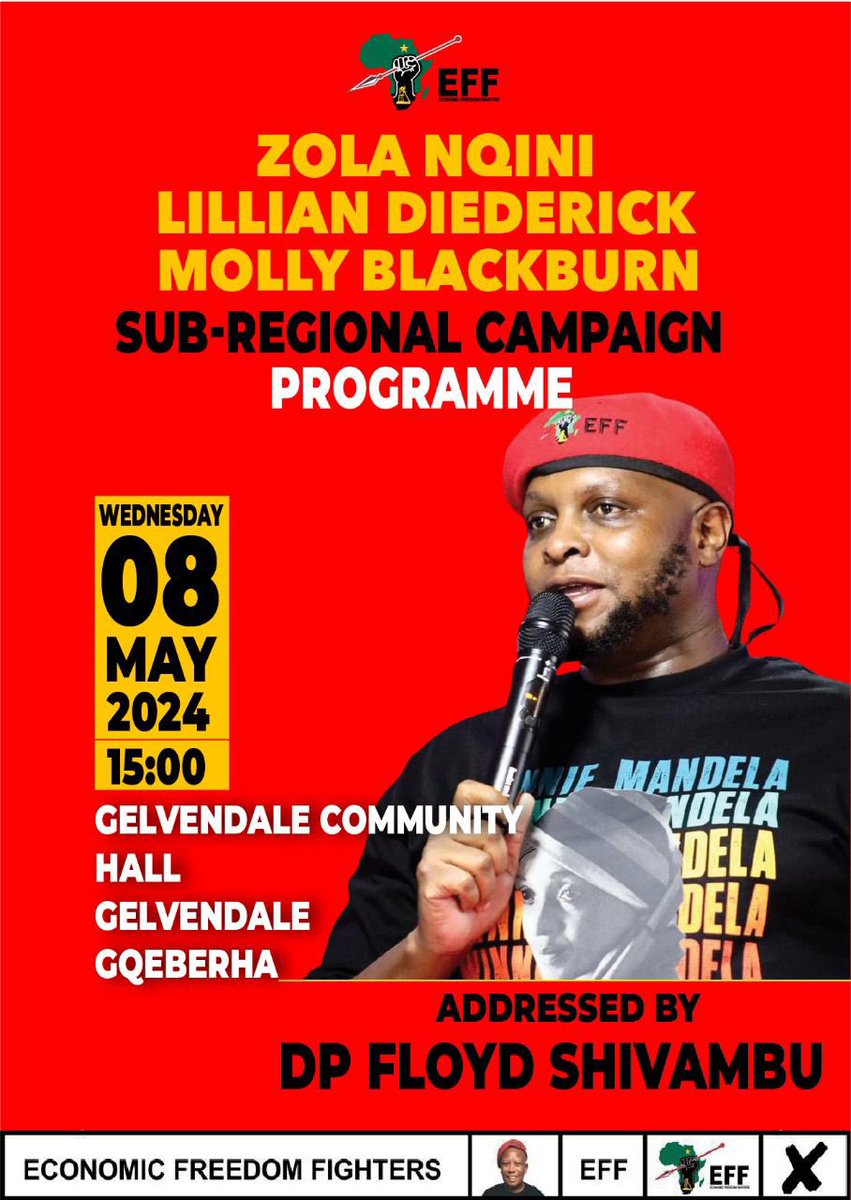 We are campaigning in Nelson Mandela Bay today and our people are responding positively. We shall overcome! No retreat!