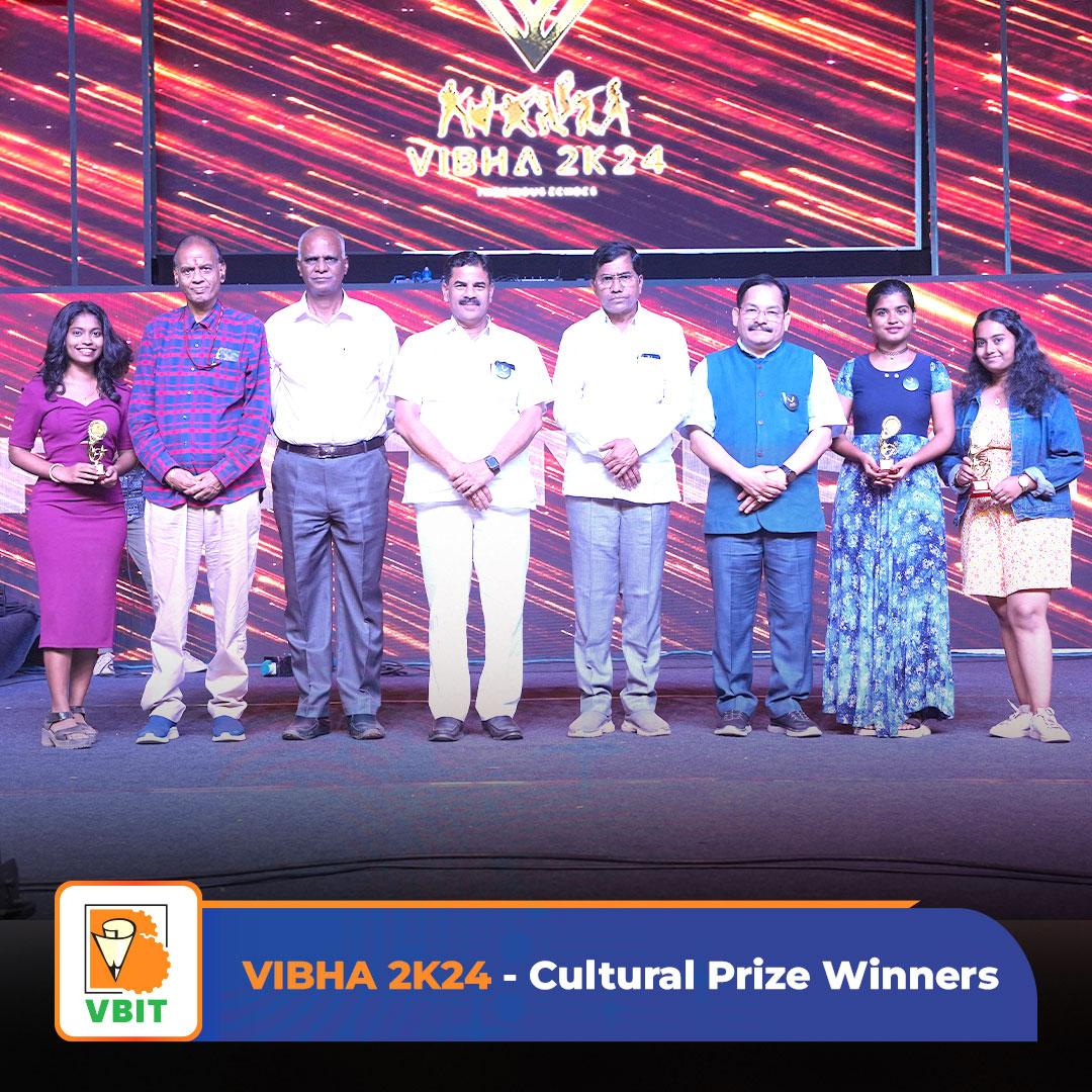 #Congratulations to all the 𝘾𝙪𝙡𝙩𝙪𝙧𝙖𝙡 𝙋𝙧𝙞𝙯𝙚 𝙒𝙞𝙣𝙣𝙚𝙧𝙨 𝙤𝙛 #VIBHA2K24! Your #OutstandingPerformances added vibrancy & energy to the #Event, making it truly memorable.🏆

#VBIT #CulturalPrizeWinners #Celebration #CulturalEvent #PrizeWinners #Prizes #Winners #VIBHA