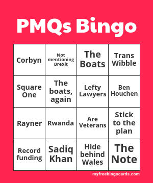 #PMQS bingo card for today