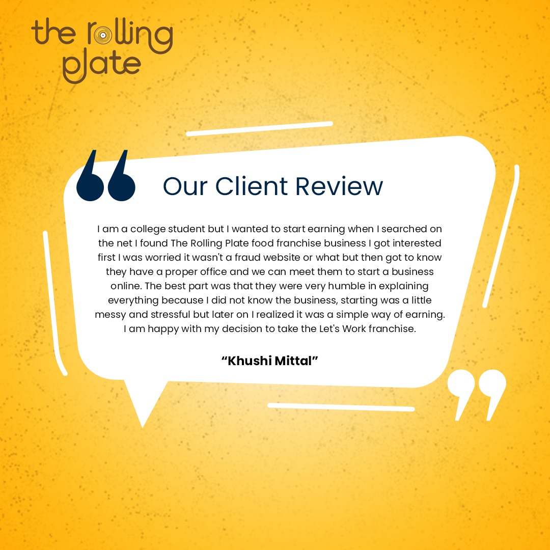 See these reviews of how our clients feel after getting a franchise from us and starting their side business without taking any tension.❤️😍

Call us: +91 93107 40388

#clientreviews #clientdiaries❤️ #therollingplate #foodfranchise #foodbusiness