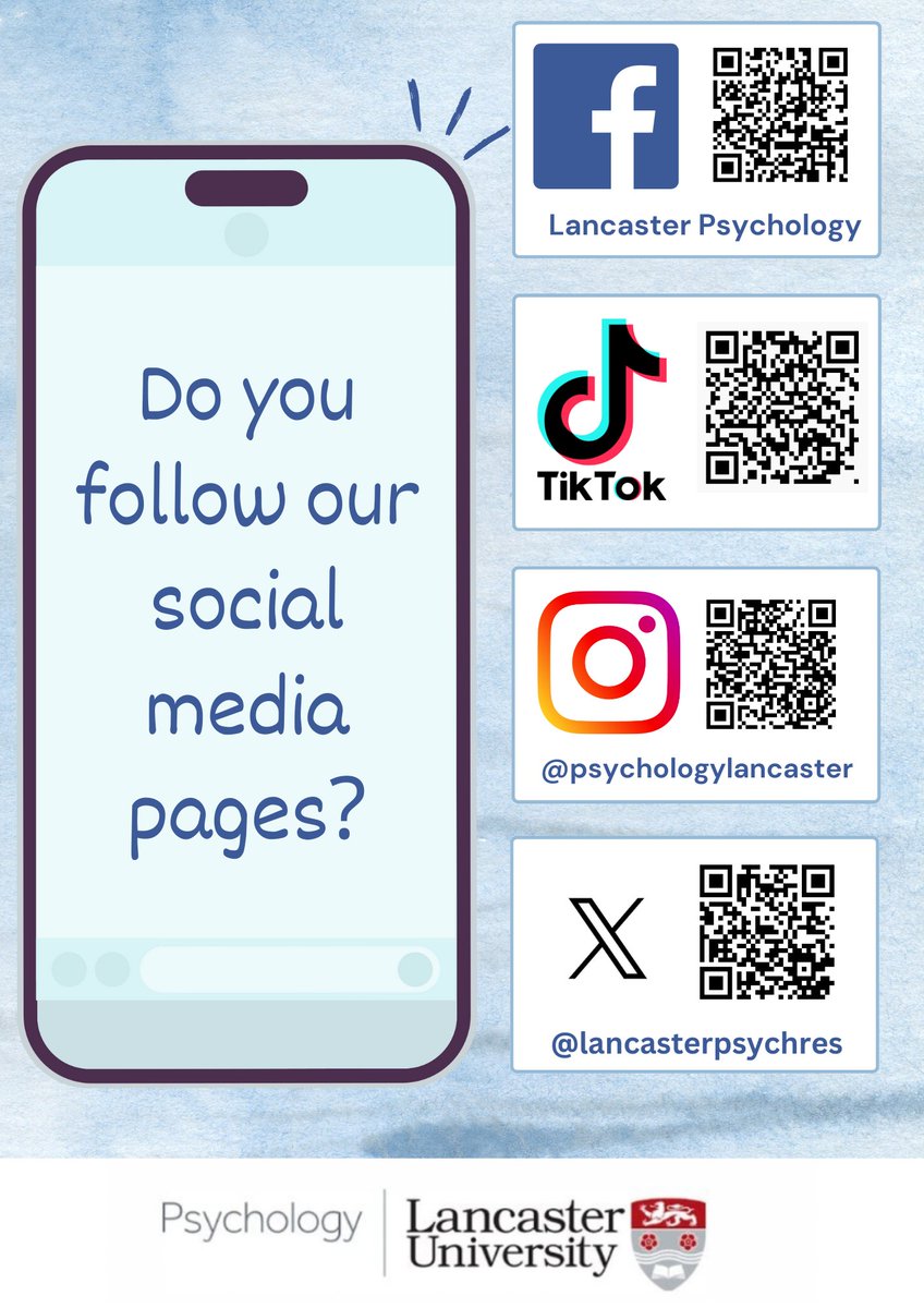 Make sure you are following all our social media pages to keep up to date with developments in our department! 😀🧠 #lancasteruni #Psychology