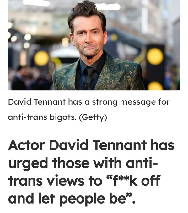 How about you fuck off and let people be first, Tennant, you over-rated ham, instead of calling them names and demanding they agree with you.