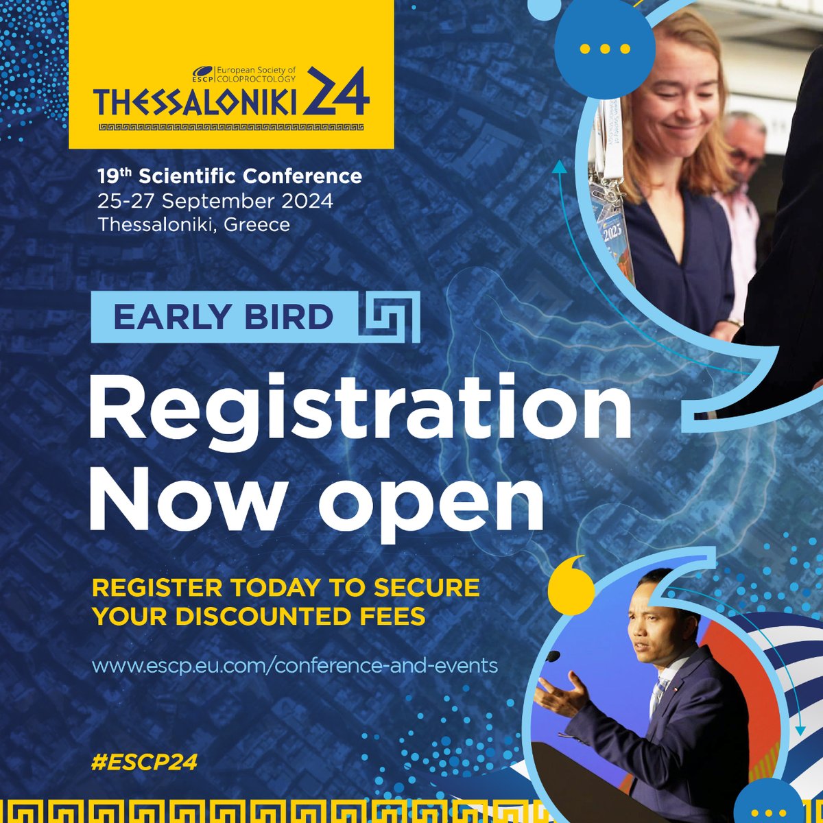 📢 Remember registration for #ESCP24 is OPEN!  Register today to save up to €200 with our early bird discount👇 i.mtr.cool/kwcuqyjbvf #ColorectalSurgery #ColorectalSurgeon #Coloproctology