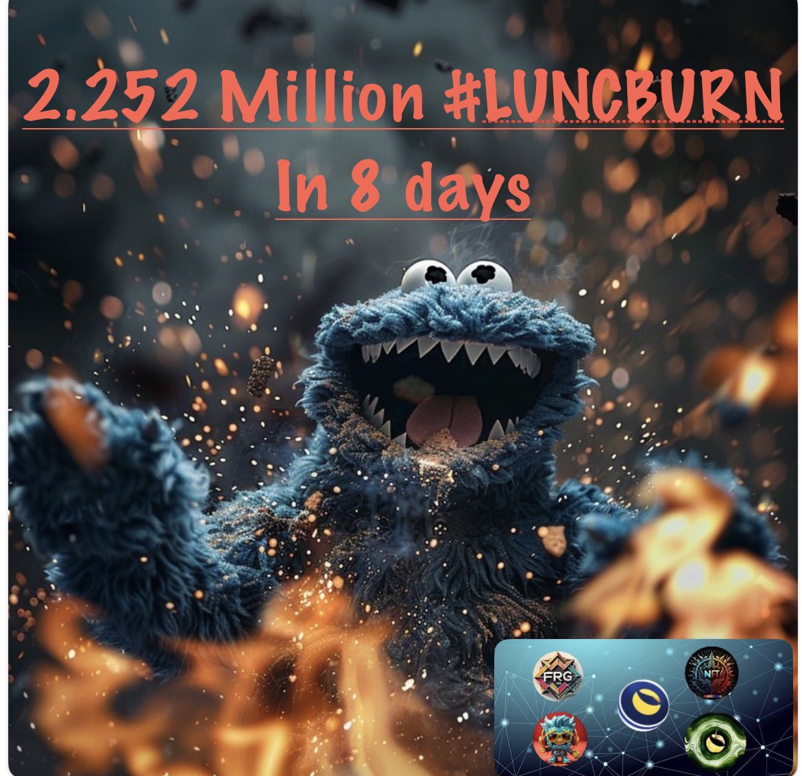 Daily #LUNCBURN 427k LUNC ✅ 🔥

Total burned in 8 days : @LUNC_Cookies

2.252 Million #LUNC 🌙 

🚀 Buy Link: coinhall.org/terraclassic/t…
