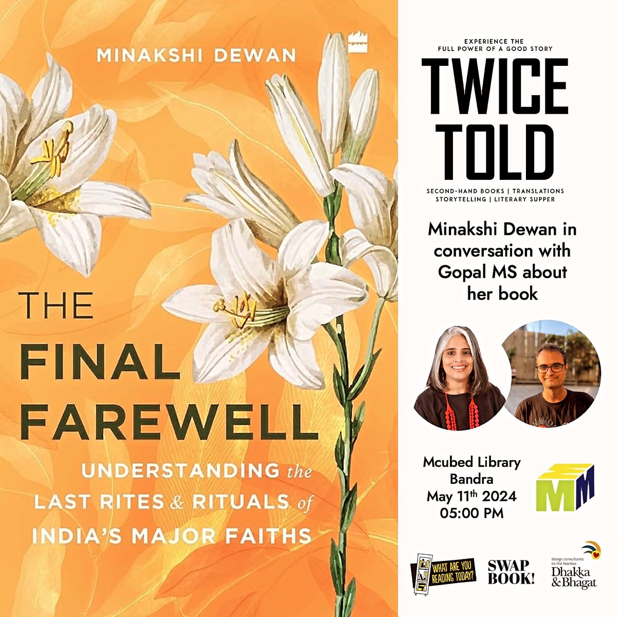 Mumbaikars, have you registered yet? I will be doing a book talk on 11th May in Bandra at 5 pm. I will be in conversation with the amazing chronicler mumbaipaused, @SloganMurugan. Please join us. @HarperCollinsIN Date: 11th May, 5 pm. Register here 👇 insider.in/twicetold-with…