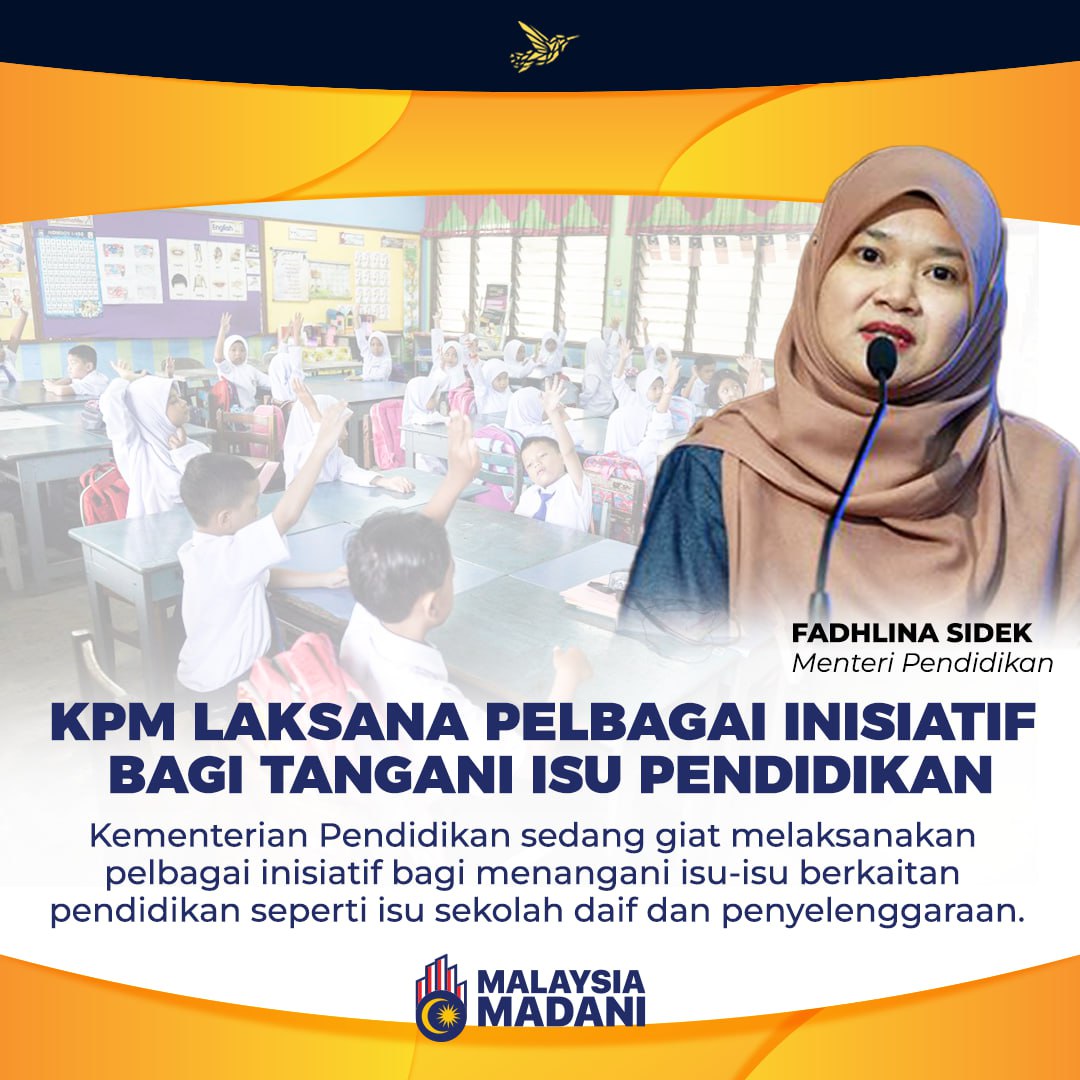 Pelbagai inisiatif bagi tangani isu pendidikan...
@MalaysiaMadani @DemiRakyatCH @FadhlinaSiddiq