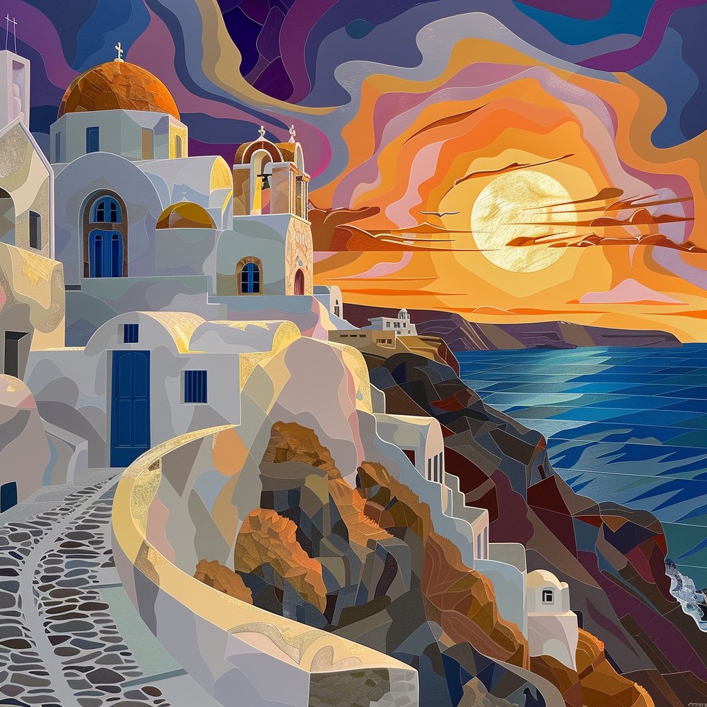 Prompt: create an image in surrealist abstract fashion of Santorini, Greece: Famous for its stunning sunsets, whitewashed buildings, and unique volcanic beaches.

Feel free to join in :)
#DigitalArt #AIArtWork #DigitalArtWork #AIArt #AIArtists #AIArtCommunity #PromptShare