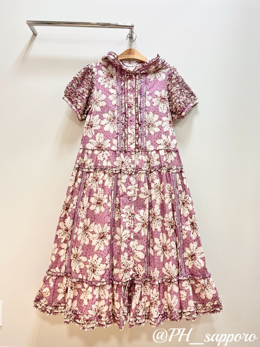 マーブルローズプリントフード付きワンピース✨ ロング丈の前開き