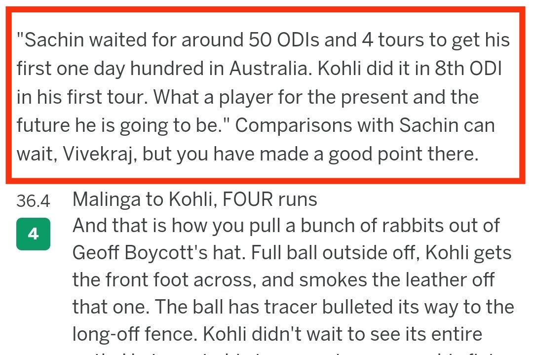 ESPN when Kohli got his iconic 100 at hobart in 2012