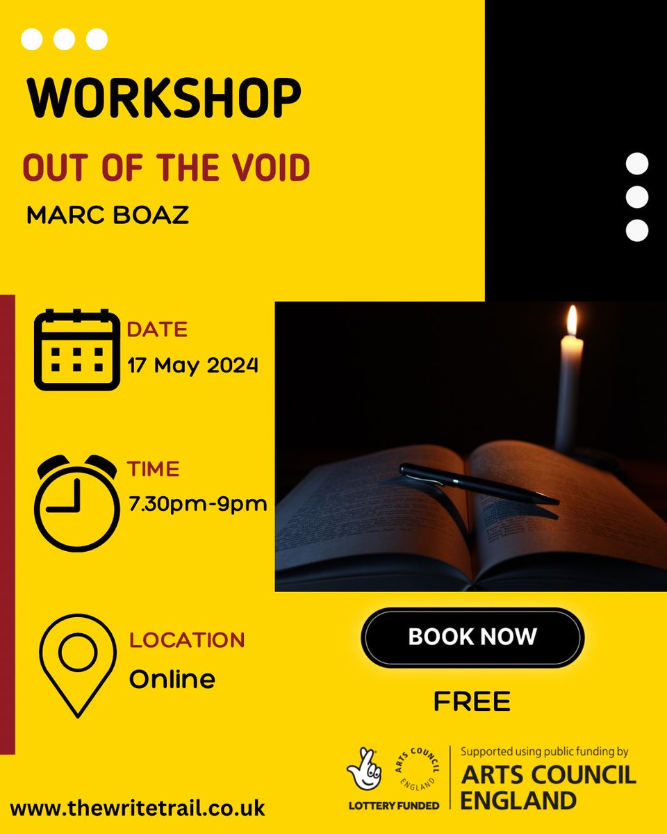 DAY 5 of our schedule during #MentalHealthAwarenessWeek
See ⬇️ 

📅 17 May 2024
⏰  7.30pm - 9pm
📍 Online 
🎫 Ticketed+free
 
thewritetrail.co.uk 

#ACESupported #London #LetsCreate #CreativeHealth #MentalHealthWeek #writing #WritingCommunity #Health #creativity #wellness