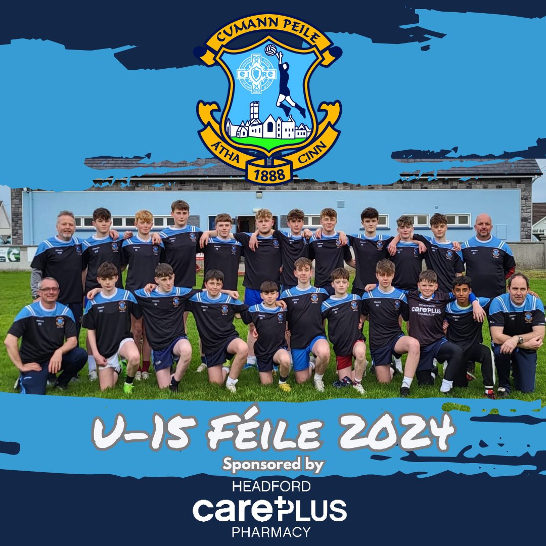 Best of luck to our u-15 Players and Coaches in the Galway Féile. 4 games in 4 days🇧🇼🇧🇼

#1 - Wed 8th v St. Michael's, Oranmore at 7:45.

#2 - Thurs 9th v Oranmore, Headford at 7:00.

#3 - Fri 10th v Claregalway, Belclare at 6:30.

#4 - Sat 11th v Corofin, Knockdoemore at 10:00