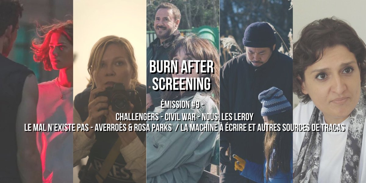 ÉMISSION #9 DISPONIBLE !

Au programme :
🎾 CHALLENGERS
🇺🇸 CIVIL WAR
👨‍👨‍👦‍👦 NOUS, LES LEROY
🦌 LE MAL N'EXISTE PAS
👨🏻‍⚕️ AVERROÈS &amp; ROSA PARKS // LA MACHINE À ÉCRIRE ET AUTRES SOURCES DE TRACAS 

🔗 Un épisode à écouter via ce Smartlink :

smartlink.ausha.co/burn-after-scr…