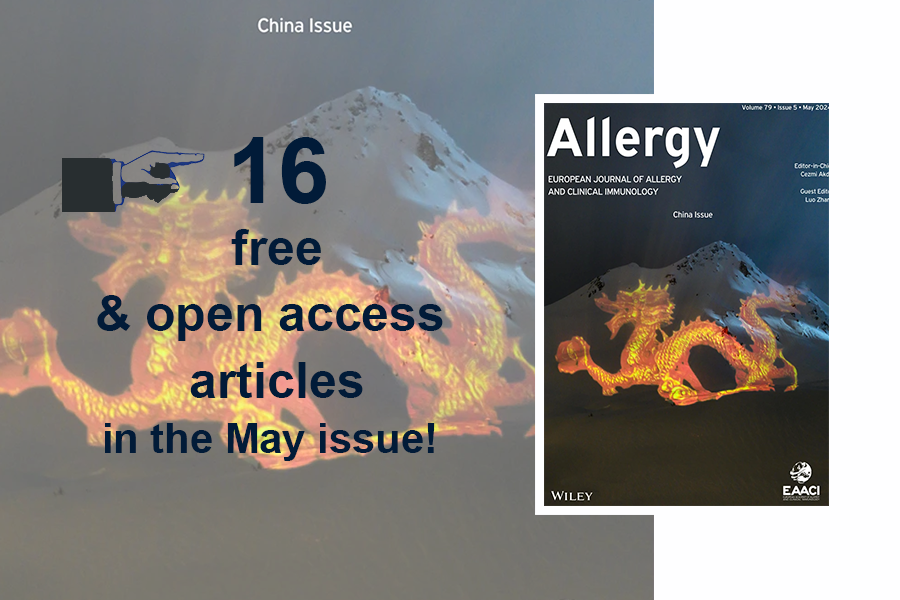 Allergy provides the readers with 16 free and open access articles in the May issue! Check out the articles and download freely with one click on the doi link. 1. Zhang, L. and Akdis, C.A. , Environmental exposures drive the development of allergic diseases. Allergy, 79:…
