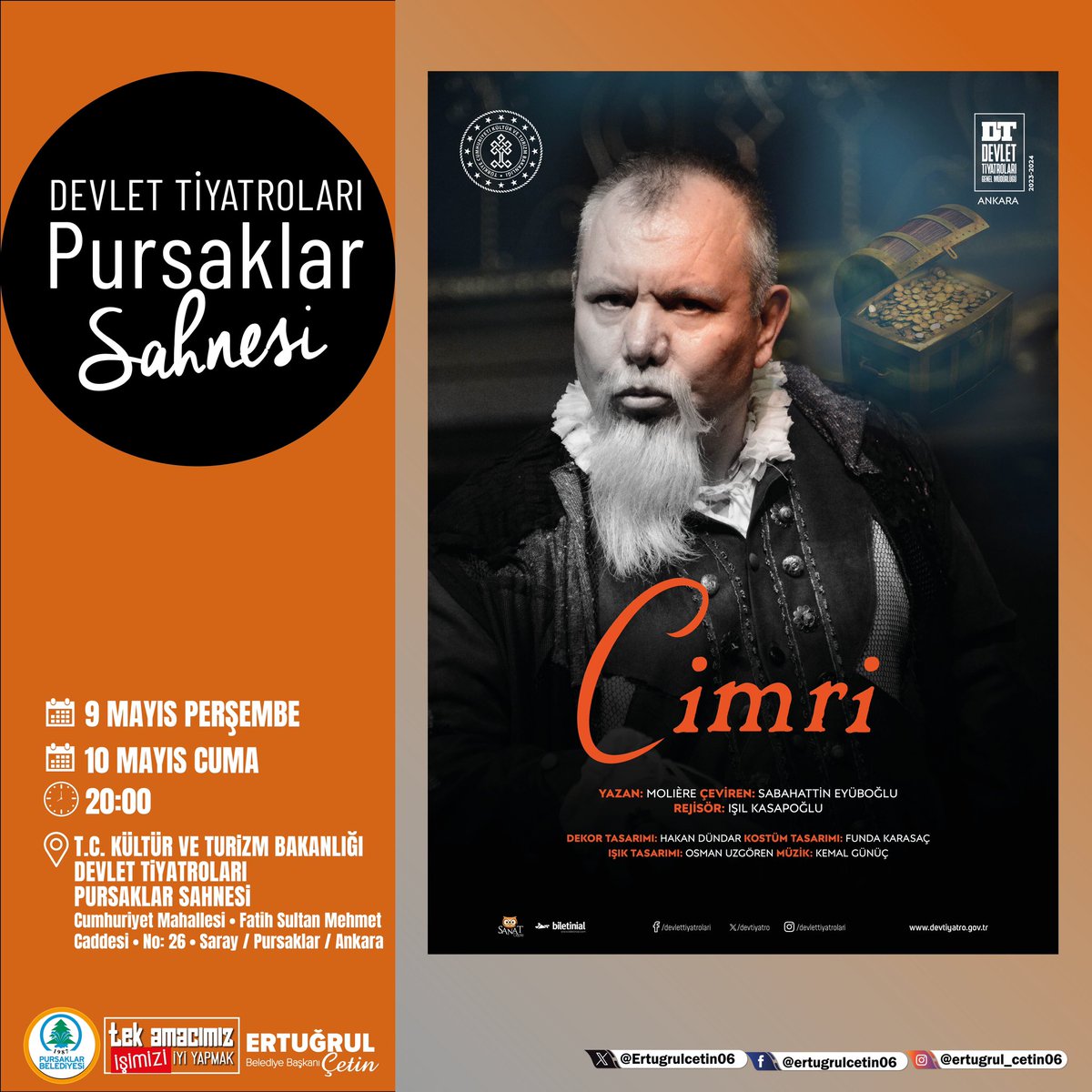 🎭CİMRİ 🗓️9-10 Mayıs 🕗20:00 📍Devlet Tiyatroları #Pursaklar Sahnesi 👉🏻Bilet Satın Almak İçin: biletinial.com #tiyatro #devlettiyatroları
