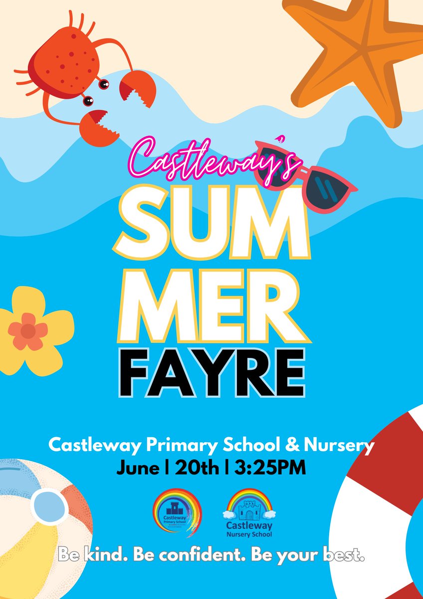 #SaveTheDate for Castleway's #SummerFayre! We're looking forward to welcoming our whole community on Thursday 20th June from 3:25pm. #WeAreServingOurCommunity #WeAreCastleway