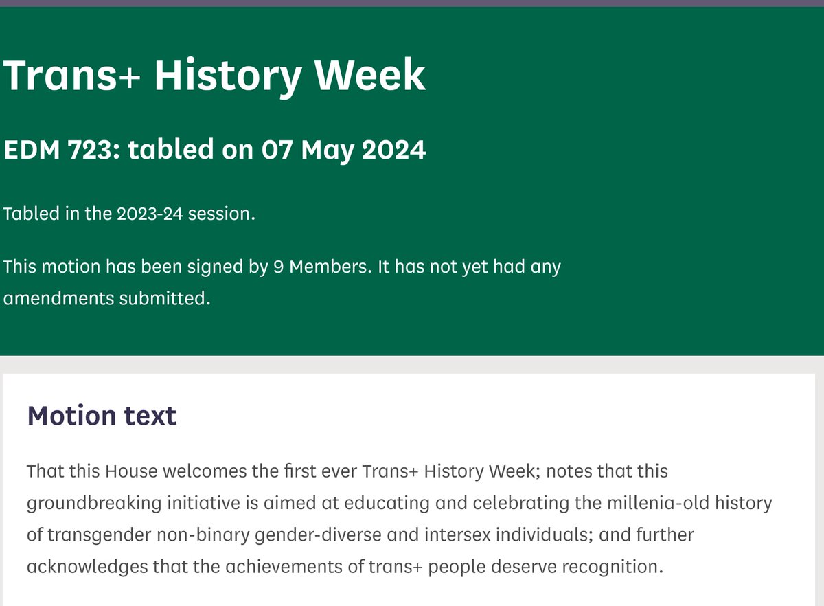 To mark the first @transhistorywk I've tabled a motion to recognise the millennia-old history of transgender non-binary gender-diverse & intersex individuals 🏳️‍⚧️✊ This week aims to educate whilst celebrating the achievements of trans+ people