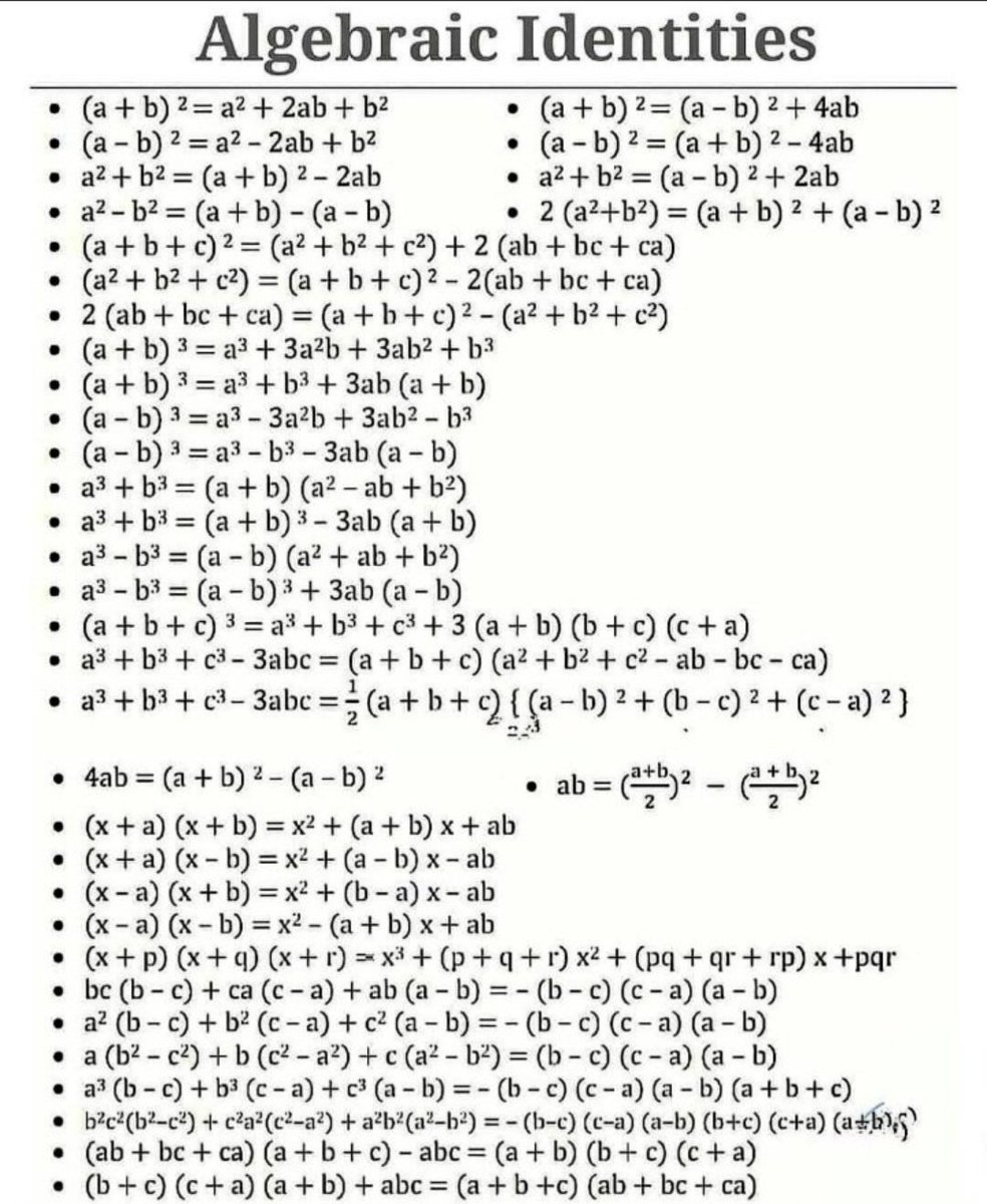 Algebraic Identities.