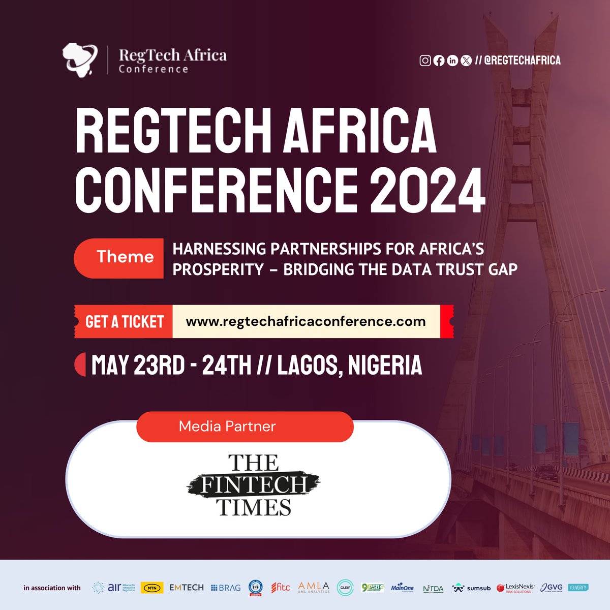 ⏰ Join the Regtech Africa Conference from May 24 to 26 for an extraordinary event at the Lagos Oriental Hotel. The 2024 Regtech Africa Conference is set to redefine data governance for growth. Register here: hubs.li/Q02wljvY0. 

#Regtechafricaconference #Regtechafrica