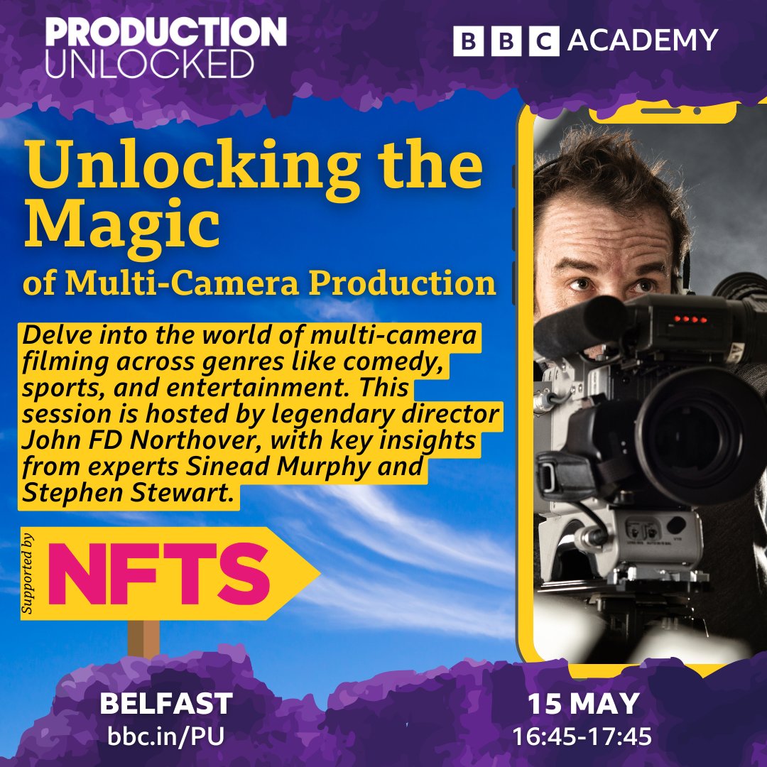 📹 Unlock the magic of multi-camera production at #ProductionUnlocked. Hosted by the legendary John @FDNorthover, join the panel to explore the wild world of live studio filming. 🎟 Book now: bbc.in/PU