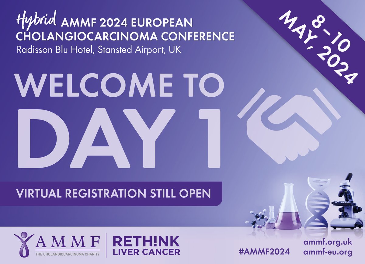 CharityAMMF's tweet image. Welcome to Day 1 of #AMMF’s Hybrid 2024 European #Cholangiocarcinoma Conference in London! We are proud to host an array of global speakers who will share insights into cutting-edge topics in CCA. 

Register for virtual attendance: ammf.org.uk/ammf-conferenc…

#AMMF2024