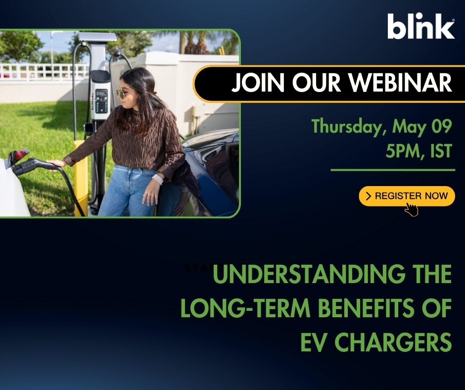 Join us this Thursday (09 May 2024) at 05:00 pm as Mr. Vidur Pandit - Director at Blink Charging India, talks about: 'Understanding the Long-Term Benefits of EV Chargers.' Register Now: ow.ly/kFcb50Rvyis #webinars #evcharging #ElectricVehicles #ChargeOn