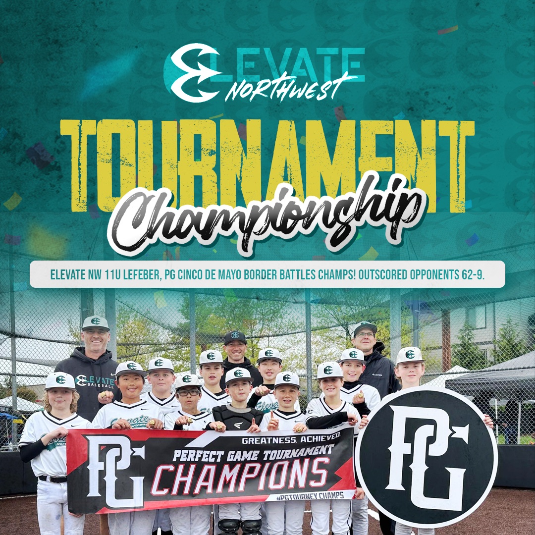 Congrats to Elevate NW 11U Lefeber who were the PG Cinco de Mayo Border Battles Champs! They outscored opponents 62-9.