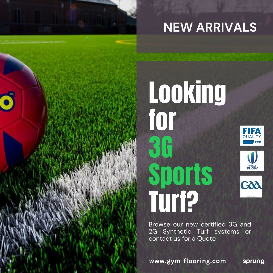 Browse our new range of 2G and 3G Sports Turf for FIFA approved Football Pitch solutions and Multisports grounds. Get in touch with our team on 0330 031 8109/info@gym-flooring.com #3gfootballpitch #syntheticsportspitch