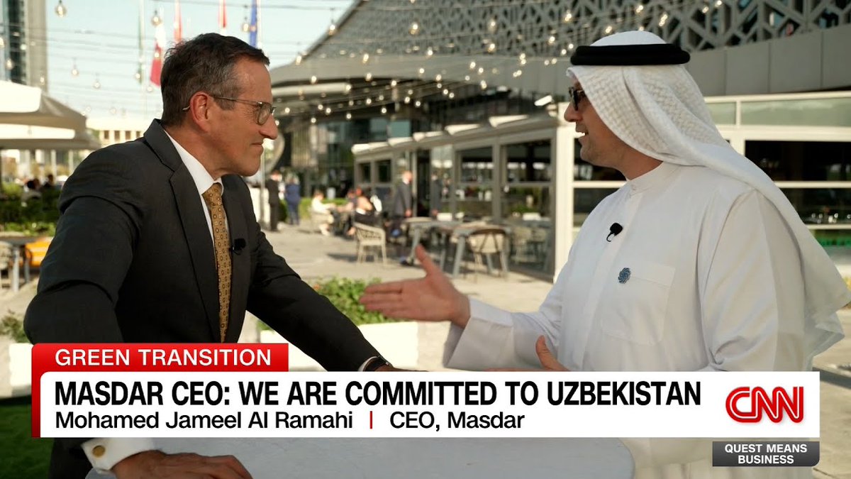 Mohamed Jameel Al Ramahi, CEO of Masdar, exchanged valuable insights with Richard Quest of CNN's Quest Means Business at the Tashkent International Investment Forum.

Watch the interview: ow.ly/QfNc50RzbiS

#energyforward #mesiamembers #energytransition