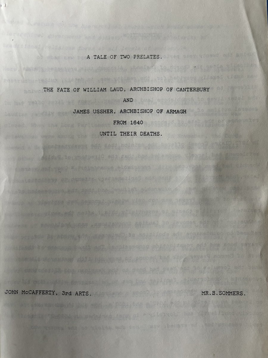 A retired colleague just found an unbound copy of my BA thesis in his files. I have such fond memories of sitting in the 19thC round reading room of @NLIreland reading hard & learning the 17thC historian trade.