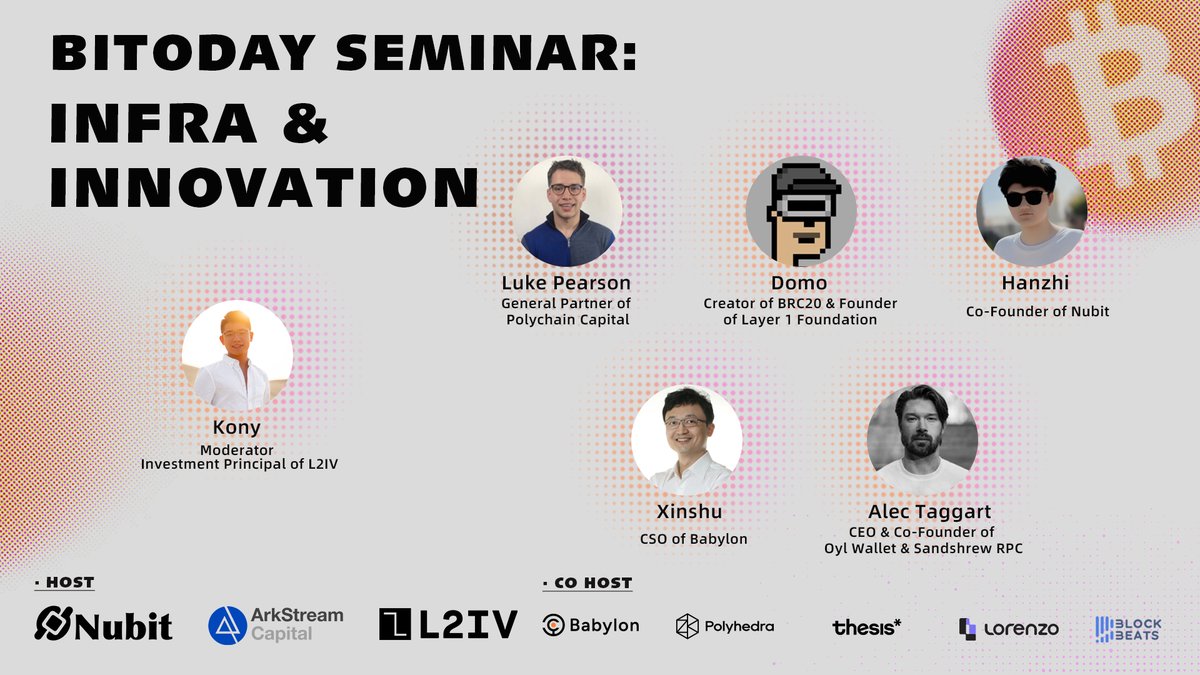 💫 Panel Discussion: Bitcoin Infrastructure Innovation Dive into the future of Bitcoin Infrastructure Innovation with us at the BiToday Seminar. Explore the latest trends and breakthroughs shaping Bitcoin's evolving infrastructure. 🗓 Date & Time: 12:30 - 5:00 PM, May 9th 🇭🇰…