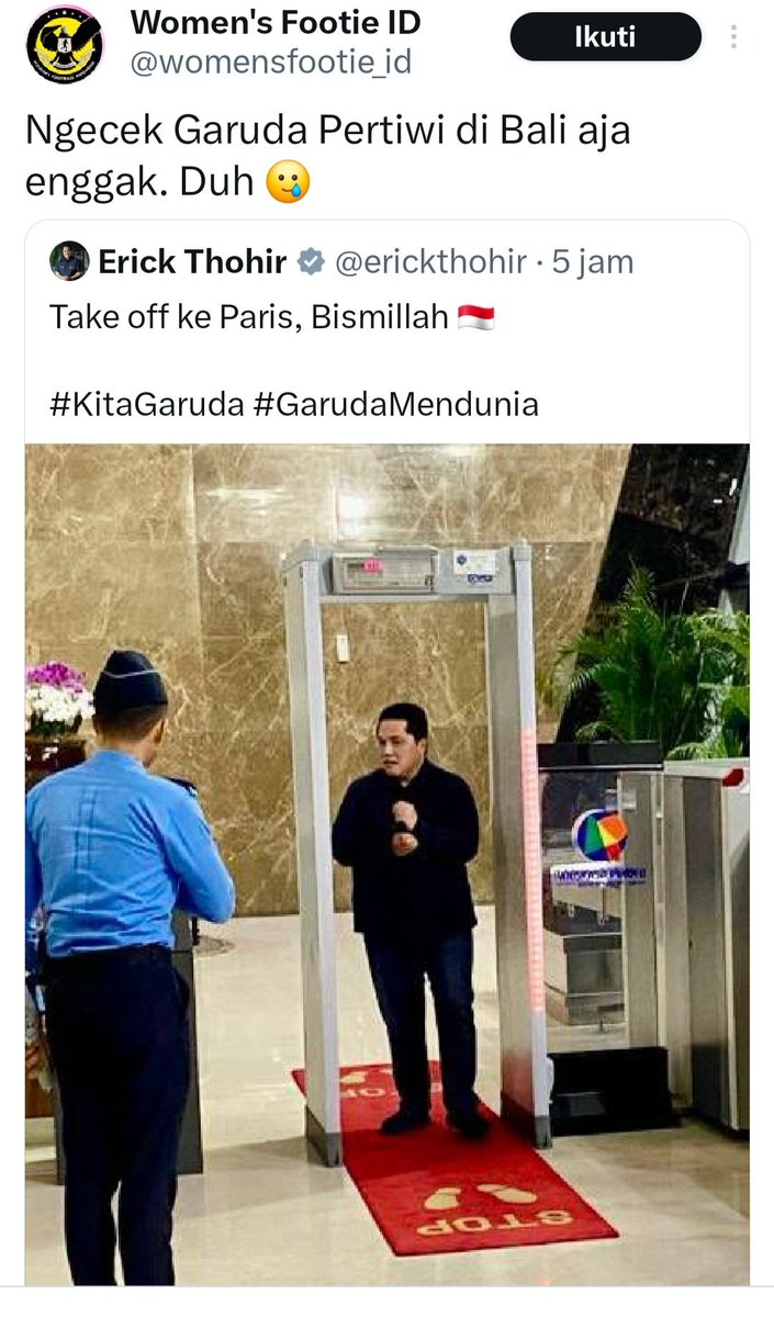 Nah ini sangat menohok banget! Cing @erickthohir semestinya bisa mampir sebentar ke Bali untuk menyemangati Sepakbola Perempuan Indonesia U17 di Bali, wajar dikritik keras... Mungkin bagi Erick Thohir kagak menjual & kurang diperhatikan sekali. @Anak__Ogi @PakarINTELek @triwul82